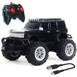 Wembley Rc Car Offroad High Speed Monster Truck Remote Control Car for Kids with 2 Speeds and 4 Headlight Modes | Lithium Battery | C-Type Charging | Made in India - Black