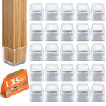 35pcs Chair Leg Floor Protectors Square, Silicone Chair Leg Caps with Felt Pads, Floor Protectors for Chairs, Chair Leg Protectors for Hardwood Floors, for Protecting Floors from Scratches(Large)