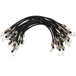 15 Pack Heavy Duty Bungee Cords with Hooks 10 Inch Mini Bungee Cords Heavy Duty Outdoor Black Elastic Rope Rubber Strap for Camping Luggage Roof Racks Car Tents Tarps Bikes Rvs