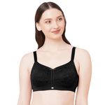 SOIE Women's Full Coverage Non Padded Non-Wired Lace Bra(FB-705 Black 34DD)