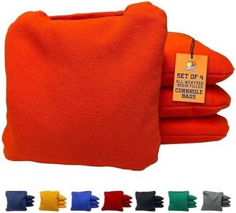 Cornhole365 All Weather Cornhole Bags - 6"x6" Premium Plastic Pellet Resin-Filled, Weather-Resistant, Solid Color Duck Cloth Cornhole Bean Bags - Professional Cornhole Bags Set of 4 (Storm Orange)