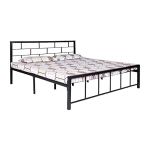 Laxmi KAPAT Metal Bed Without Storage with Headboard | Sturdy Powder Coated Frame Without Mattress (6 Feet X 6 Feet, Black Color)