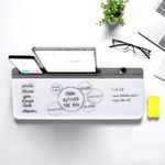 Mirramor Desktop Glass Whiteboard Dry-Erase-Board - Desk Board Computer Keyboard Stand White Board Surface Pad, All-Purpose - Stainless Steel, 15.75 Inches (Grey DeskBoard)