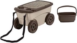 Suncast Outdoor Rolling Garden Scooter - Durable Plastic Portable Garden Seat Rolls in Grass and Dirt - Carries Garden Supplies