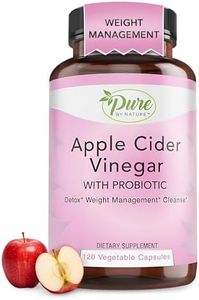 Pure By Nature Apple Cider Vinegar + Probiotic for Women & Men, Raw Apple Cider Vinegar Pills for Weight Management Support & Cleanse Support (120 Capsules)