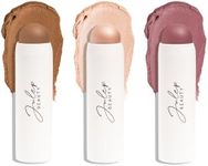 Julep Skip the Brush 3-in-1 Color Stick for Eyes, Cheeks, and Lip Trio Muted Mauve, Neutral Bronze, Sheer Glow