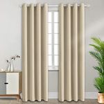 BGment Blackout Curtains - Grommet Thermal Insulated Room Darkening Bedroom and Living Room Curtain, 2 Panels of 52 x 95 Inch, Beige