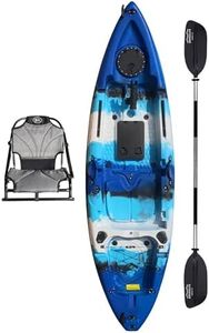 Brooklyn 9.2 Sit-On-Top Single Fishing Kayak by BKC, Lightweight Solo Kayak with Dry Hatches, Rod Holders & Accessory Rails for Lakes & Rivers (Upright Alumnium Seat)