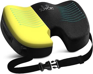 BOD SUPPORT Seat Cushion with Straps - Seat Cushion for Desk Chair, Car Seat Cushion, Office Chair Cushion Tailbone Pain Relief Cushion Design to Relieve Sciatica Coccyx from Prolonged Sitting (Black)