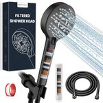 Dothnix 18 Stage Filtered Shower Head and Hose 59" High Pressure 6 Spray Modes Shower Head with Bracket Universal Filter Shower Head for Hard Water Remove Chlorine,Black