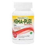 NaturesPlus HemaPlex Chewable Iron - Gentle Iron Supplement with Vitamin C, Methyl B12, Folate - Blood Health, Immune, Energy - Vegan, Gluten Free - 60 Chewable Tablets