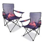 2 Pack Folding Camping Chair,Portable Lawn Chair w/Cup Holder,Carry Bag,Heavy Duty Outdoor Camp Chair for Adults,Perfect for Garden,Hiking,Picnics and Beach Trips,Nightfall Mountain