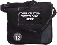 Custom Slant Flap Messenger Bags of 12, Personalized Bulk Pack - Perfect for Employees and For Everyday Use - Black