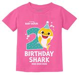 2nd Birthday Baby Shark Shirt 2 Year Old Birthday Boy Girl Toddler Kids T-Shirt 2T Pink