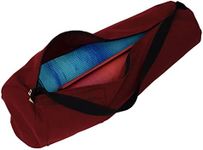 Bean Products Cotton Yoga Mat Bag for Superior Protection - Burgundy Yoga Mat Carrying Bag in Assorted Colors & 2 Sizes - Made With Storage Pocket - Durable Cotton Mat Bag with Strap - 8" x 32