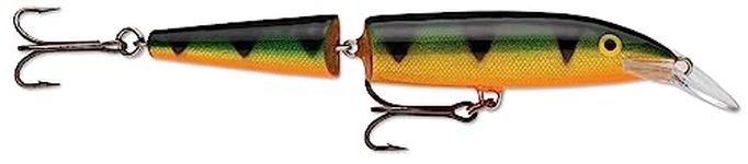 Rapala Jointed Lure with Two No. 5 Hooks, 1.5-2.1 m Swimming Depth, 9 cm Size, Legendary Perch