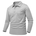 JHMORP Men's Long Sleeve Golf Polo Shirts Pullover Lightweight Moisture Wicking Casual Work T-Shirts Activewear Tops (Light Grey,CA L)