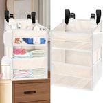 Hanging Diaper Organizer for Changing Table,Cribs,Car,Playard or Wall & Nursery Organization-Durable 2-Tier Diaper Caddy with Mesh Pockets and Viewable Design, Won't Deform, Crib Accessories, Beige