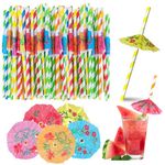 50 Pcs Cocktail Straws Biodegradable Paper Straws Cocktail Umbrella Straws Summer Party Drinking Straws for Drinks Decoration