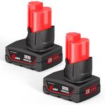 AMICROSS 12V Battery, Replacement for Milwaukee M12 Battery 6.0Ah, Compatible with Milwaukee 12V Cordless Tools 2-Pack