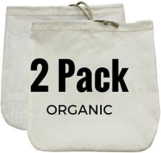 Organic Nut Milk Bag 2 Pack - Commercial Quality & Reusable - 12"x12" - Hemp (Sprouts!) + Organic Cotton (Super Strainer)