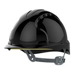 JSP EVO2 Safety Helmet with Slip Ratchet Adjustment Harness Vented EN 397 Industrial Hard Hat for Building, Construction and Work sites Black (AJF030-001-100)