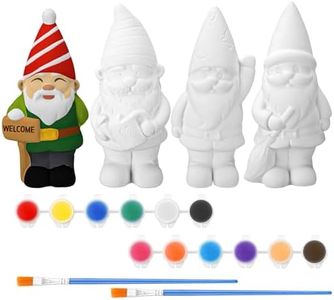 Barydat 4 Pcs Christmas Ceramics to Paint Kit Paint Your Own Ceramic Christmas Ornaments Ready to Paint Ceramic Gnome Statues DIY Ceramic Gnome Figurines Kit Ceramic Figures with Paint Strip Brush