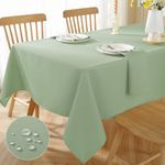 SASTYBALE Textured Rectangle Tablecloth Waterproof Wrinkle Free Fabric Table Cloth, Faux Linen Polyester Table Cover for Dining/Party/Picnic/Indoor/Outdoor (52 x 70 Inch Rectangular, Sage Green)