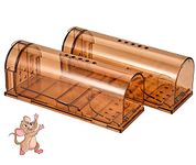 2 Pack Original Mouse Trap, Humane Live Mice Trap Easy to Set, Reusable Durable and Kids & Pets Safe for Indoor/Outdoor Use, for Mice Small Rodent – Brown