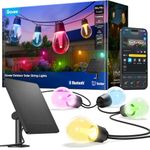 Govee Outdoor Solar String Lights 10m, RGBICW Outdoor Lights with 8 Dimmable LED Shatterproof Bulbs, 112 Scene Modes and APP Control, Only Bluetooth, IP67 Waterproof Lights for Garden, Patio, Camping