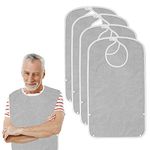 OUDI LINE Adult Bibs for Eating, Waterproof Clothing Protector with Terry cloth, senior adult bibs for man woman eating cloth, Machine Washable, gray (2Pcs)