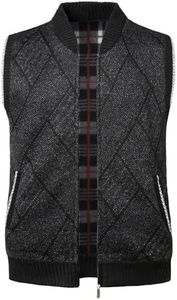 Btmpmcs Hombre Cárdigan Sin Mangas Chaleco de Punto Otoño Invierno Cálido Suéter con Forro Polar Clásico Caballero Jersey Chaqueta Prendas de Punto Pullover Elegante