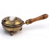 DSH Metal Charcoal Incense Burner with Wooden Handle, Bakhoor Burner, Home Purifying Dhoop Dani Incense Burner