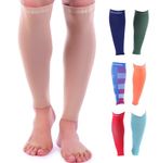 Doc Miller Open Toe Compression Socks Women and Men, Toeless Compression Socks Women, Support Circulation Shin Splints and Calf Recovery, Varicose Veins, 1 Pair (Skin/Nude, Medium)