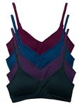 Kalon 4 Pack Demi Padded Bralette Adjustable Straps (M/L, Dark Vintage)