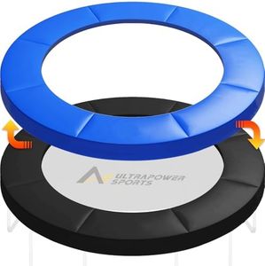 Trampoline Pad Replacement 12 FT Trampoline Replacement Safety Pad 12FT Trampoline Spring Cover Waterproof UV & Tear Resistant Double-Sided PVC Spring Cover for Round No Holes for Pole Black & Blue