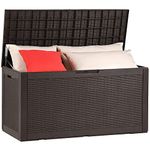 YITAHOME Garden Storage Box Waterproof, 380L Large Outdoor Storage Box with Lid, Lockable Patio Deck Boxes with Handles for Garden Tools Cushion Pillows Pool Supplies,120 x 53 x 63cm, Dark Brown