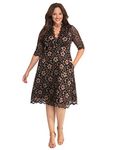 Kiyonna Women's Plus Size Mon Cherie Lace Party Dress for Women 5X Rose Gold