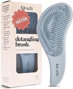 Kitsch Detangler Brush for Curly, Straight, Wet & Dry Hair - No Pain Detangling Brush with Flexible Bristles for Adults & Kids - Easy-to-Hold, Ideal Wet Hair Brush for Shower & Travel - Haze Blue