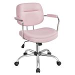 SONGMICS Desk Chair, Swivel Chair, Synthetic Leather Office Chair, Ergonomic Design, Individual Armrest Structure, Tilt Function, Adjustable Height, Bedroom, Home Office, Jelly Pink OBG033R01