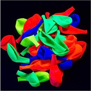 Glow King Black Light Reactive Neon Balloons | Glow In The Dark Latex Balloons in Multiple Colors | Fun UV Fluorescent Party Gift for Events | Luminous Ballons for Birthday Decoration – 100 Pack
