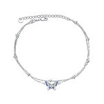 POPLYKE Butterfly Bracelet for Women 925 Sterling Silver Butterfly Double Layered Chain Summer Beach Butterfly Jewelry Gifts