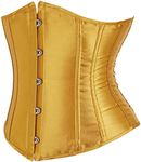 Hengzhifeng Underbust Corset Tops for Women Gothic Classic Satin Lace Up Boned Bustiers (AU 8-10,Turmeric)