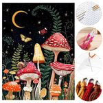 MUFEKUM Cross Stitch Kits for Adults, Vivid Mushroom Butterfly Pattern Stamped Cross Stitch Kits with Needles Scissor Threaders, 11CT Printed Cross Stitch Kit for Home Wall Decor (14"x18")