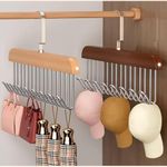 QUIQSHIPP Anti Slip Multi Hook Coat Rack, Multifunctional Non-Slip Storage Hangers with 8 Hooks, 360 Degree Swivel Wooden Belt Hanger for Home Closet Clothing Storage Organization, Bra Organizer