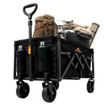 Voyager Lightweight Camping Wagon 70L, 100kg Folding Utility Trolley with All-Terrain Wheels, Compact Collapsible Cart for Festival Shopping, Picnic, Garden, Fishing, Beach & Camping (40x71x44cm)