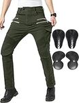 CTBQiTom Motorcycle Riding Pants Protective Motocross Pants Motorbike Jeans with Knee and Hip CE Armor Pads,Army Green,32 Regular