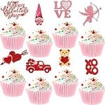 ceiba tree 24PCS Happy Valentine's Day Cupcake Toppers Glitter Heart Love Valentines Food Picks Cake Decorations Supplies