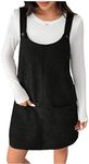 Milumia Women's Corduroy Overall Dress Scoop Neck Button Front Pinafore Dresses Black X-Small