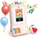 HP Sprocket Photo Booth Machine Instant Color Photo Printer - 10.1" Touchscreen, LED Ring Light - Customize w/250+ Fun Frames, Prints on 3x4 Zink Paper or Share via QR Code, Mobile Notify App - Pink